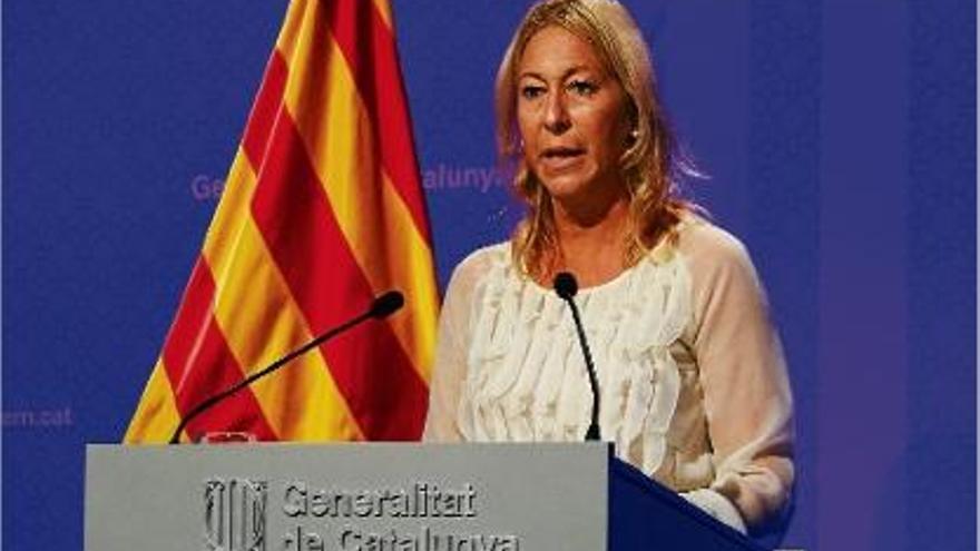 La consellera de Presidència, Neus Munté, durant la compareixença d&#039;ahir al matí.