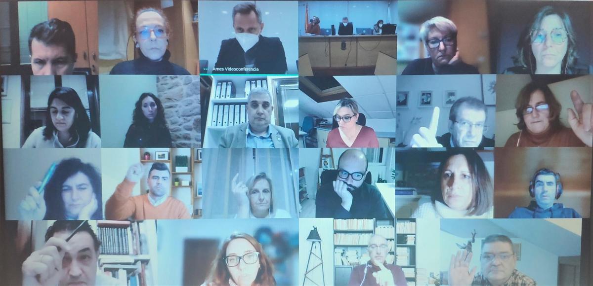 Algunos munícipes de Ames en la sesión telemática celebrada el pasado jueves. Foto: CDA