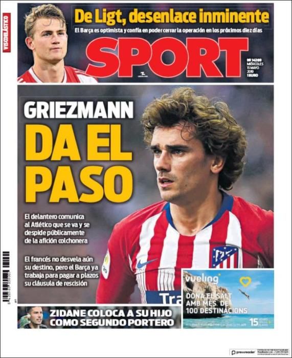 Portada SPORT miércoles 15 de mayo de 2019