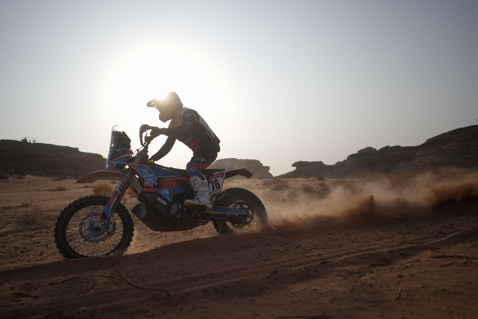 Rider Arnau Lledo competes during the third stage of the Dakar Rally with a start and finish in Alula, Saudi Arabia, Tuesday, Jan. 6, 2026. (AP Photo/Thibault Camus)