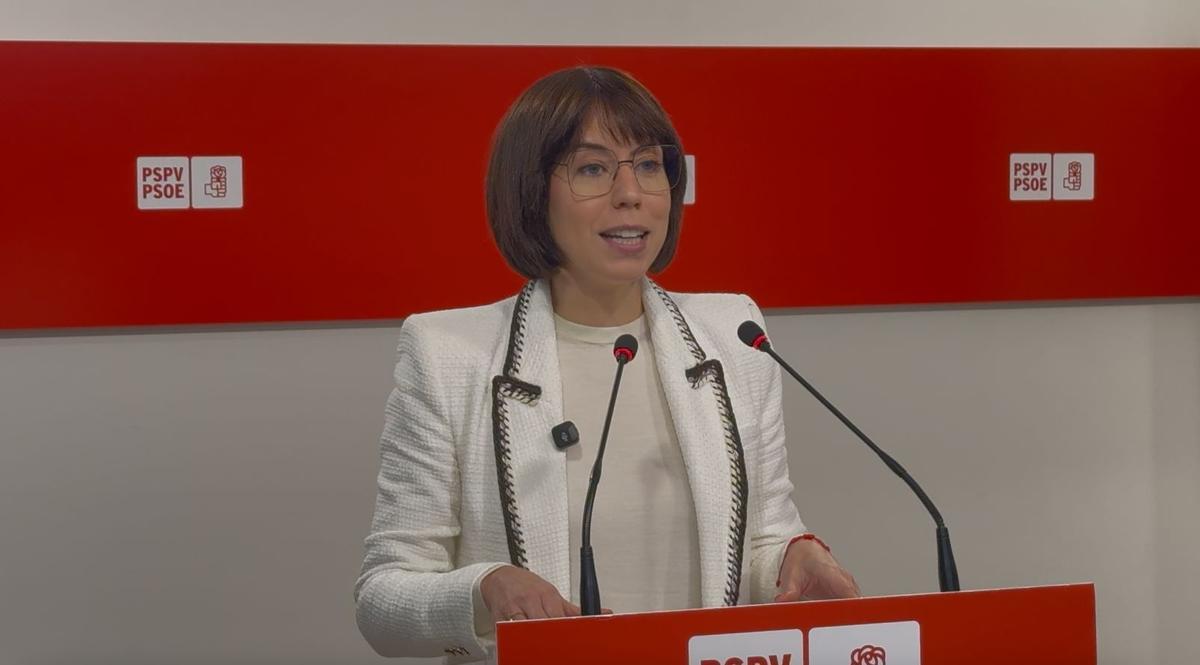 La líder del PSPV, Diana Morant, en una comparecencia este viernes en la sede socialista.