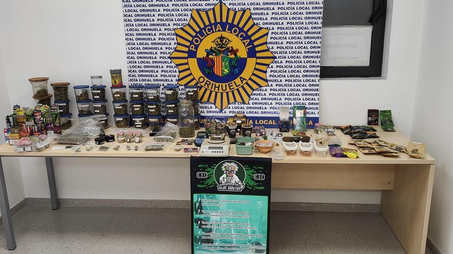 La Policía Local de Orihuela interviene de 1,5 kilos de marihuana y 400 gramos de hachís en un registro a una asociación canábica