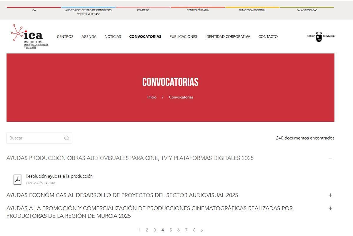 Caputra de pantalla del sitio web del ICA donde se pueden solicitar las ayudas.