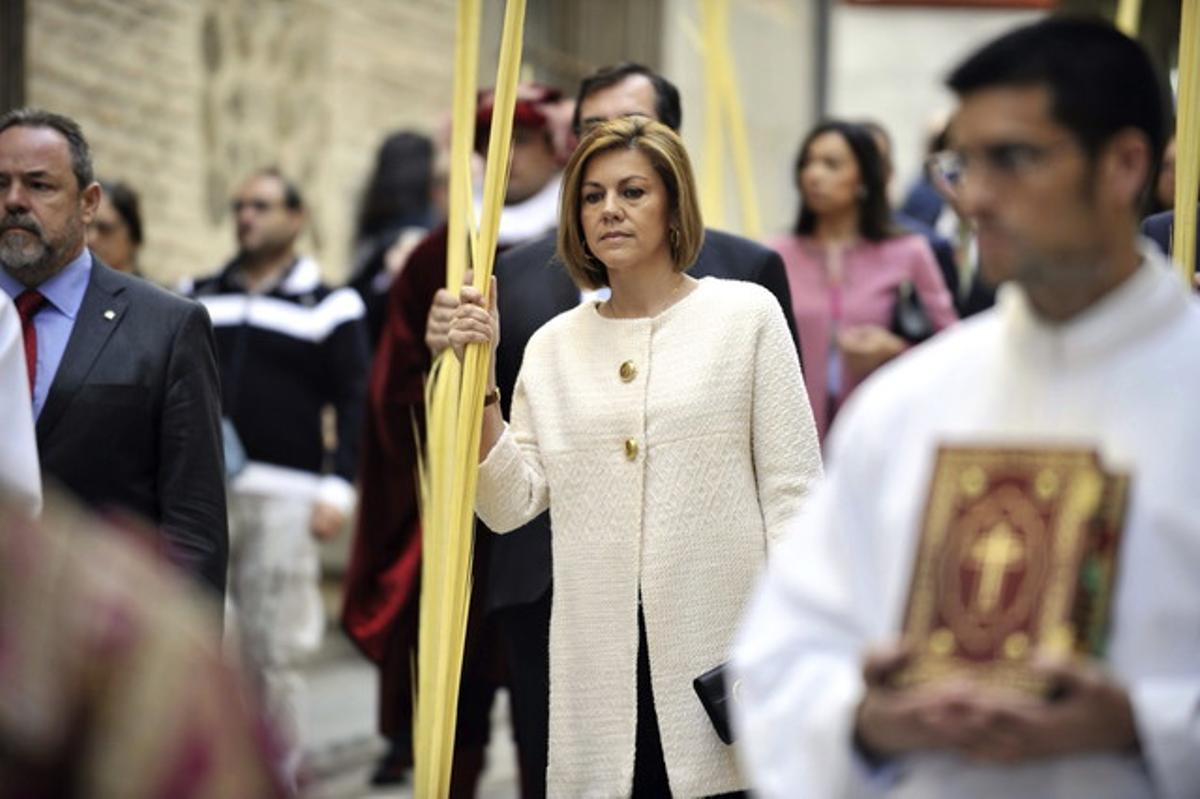 Cospedal, en la processó del Diumenge de Rams a Toledo. Cospedal, en la processó del Diumenge de Rams a Toledo.
