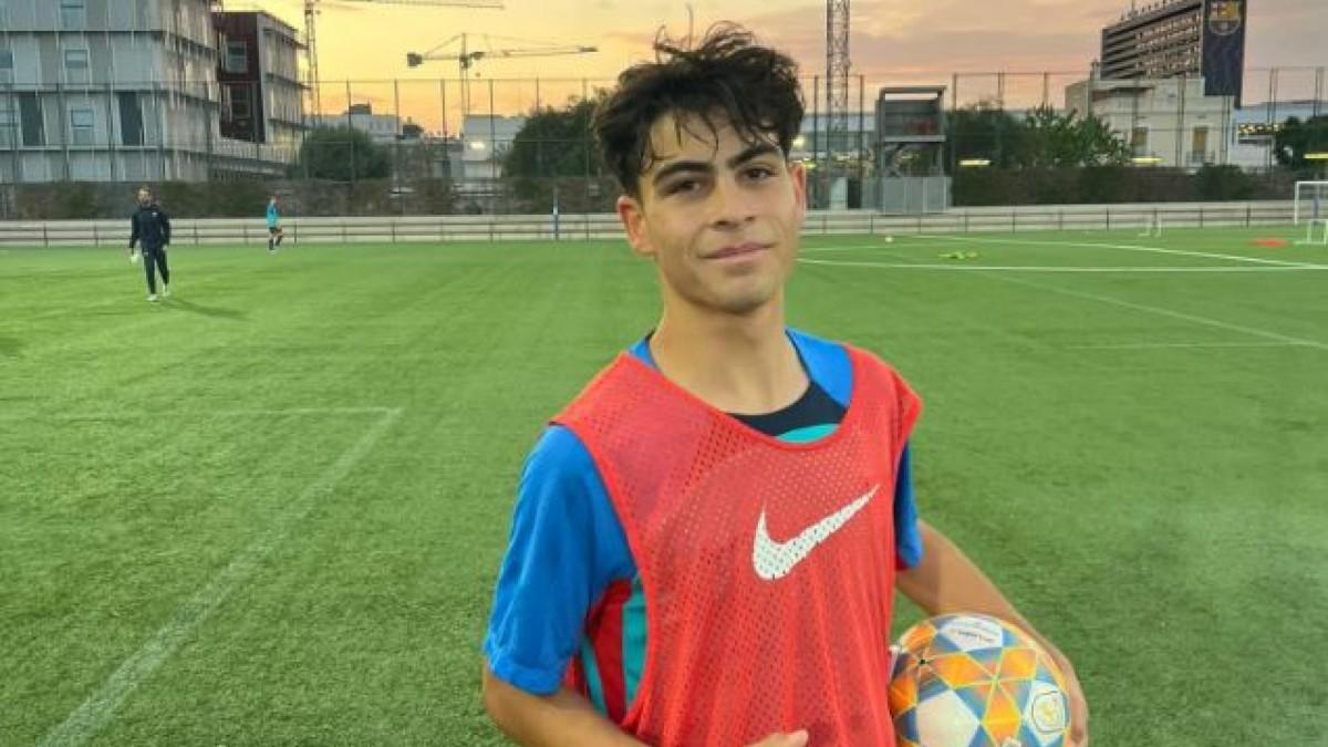 Sean Petrie durante el periodo de entrenamiento que realizó con el Barça en Barcelona