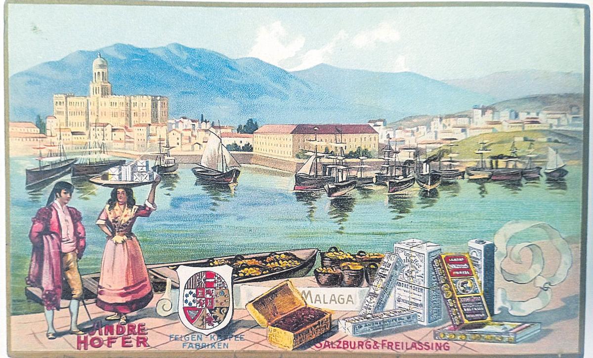Publicidad antigua con una imagen de Málaga