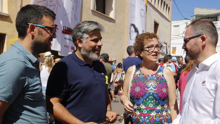 Albert Batet i Josep Costa amb l&#039;alcaldessa de la Bisbal del Penedès, Agnès Ferré
