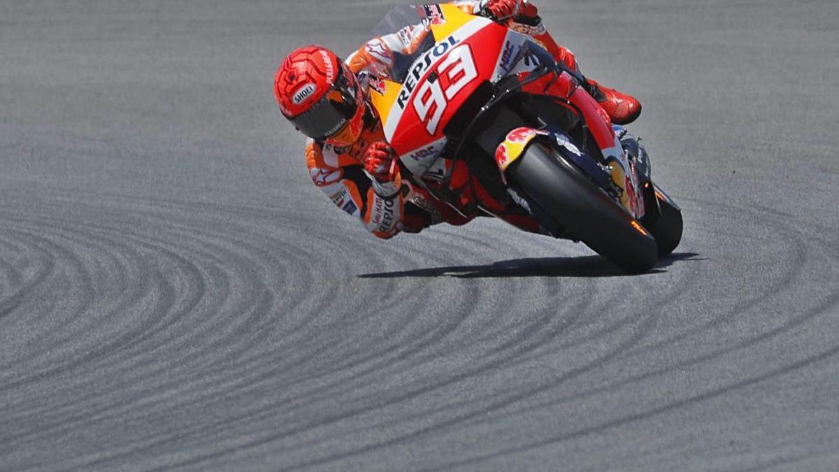 Marc Márquez ahir al circuit Àngel Nieto de Jerez, on va patir una caiguda.