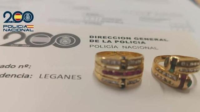 Joyas robadas por la detenida en Leganés.