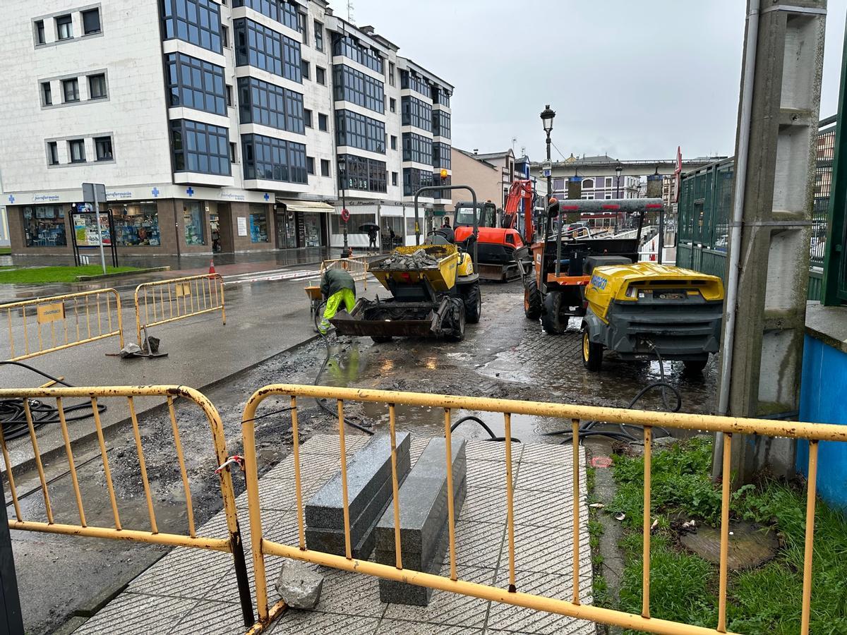 Zona cortada a paso por las obras.