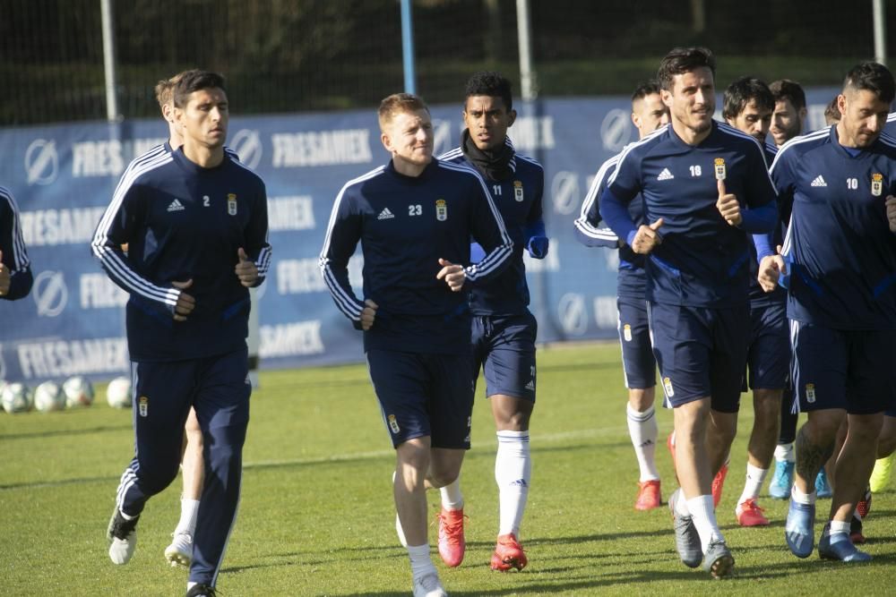 El entrenamiento del Oviedo de esta mañana