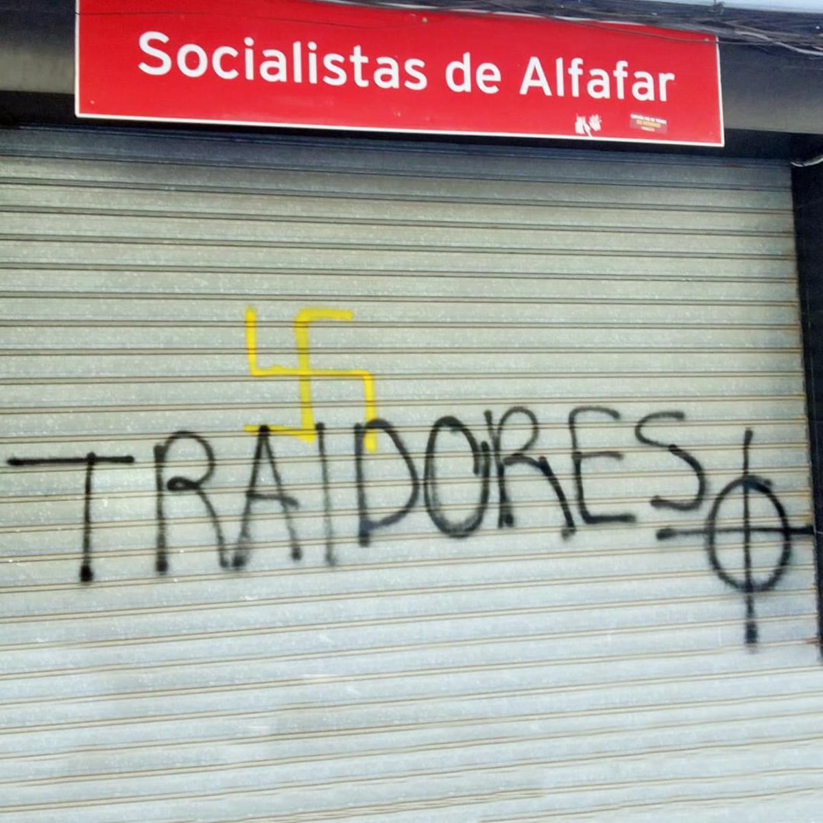 Pintada que ha aparecido en la sede del PSPV de Alfafar