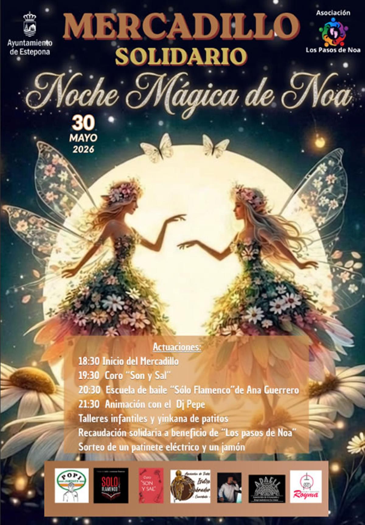Cartel del mercadillo solidario que celebra Cancelada para recaudar fondos para Noa, una niña con atrofia muscular espinal