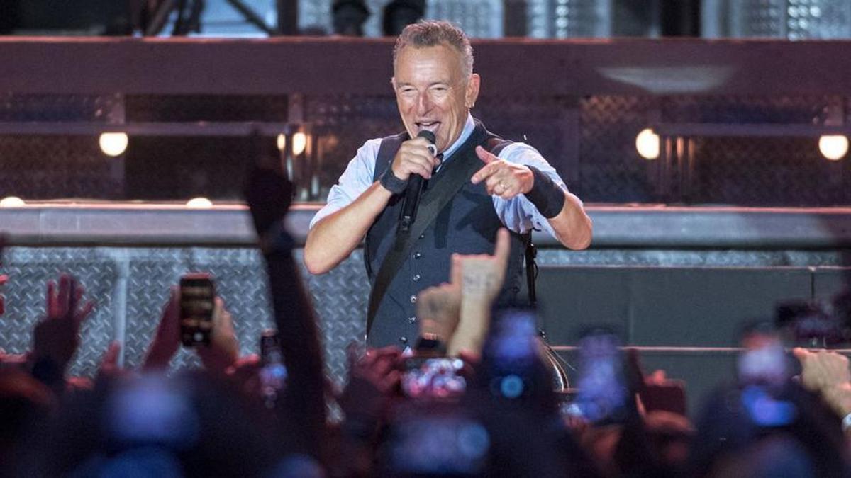 Bruce Springsteen ahir, en el seu segon concert a l’Estadi Olímpic.