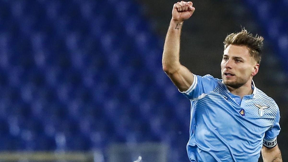Ciro Immobile celebra un gol en el Estadio Olímpico de Roma