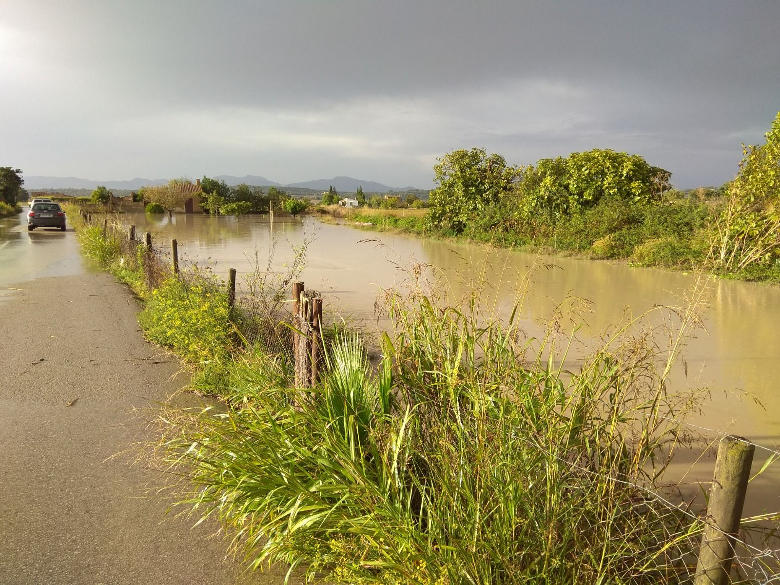 Se desborda el torrent del Puig d'en Moltó en Montuïri