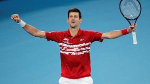 Tennis - ATP Cup - Ken Rosewall Arena, Sydney, Australia - January 12, 2020  Serbia’s Novak Djokovic celebrates after winning his Final singles match against Spain’s Rafael Nadal  REUTERS/Ciro De Luca