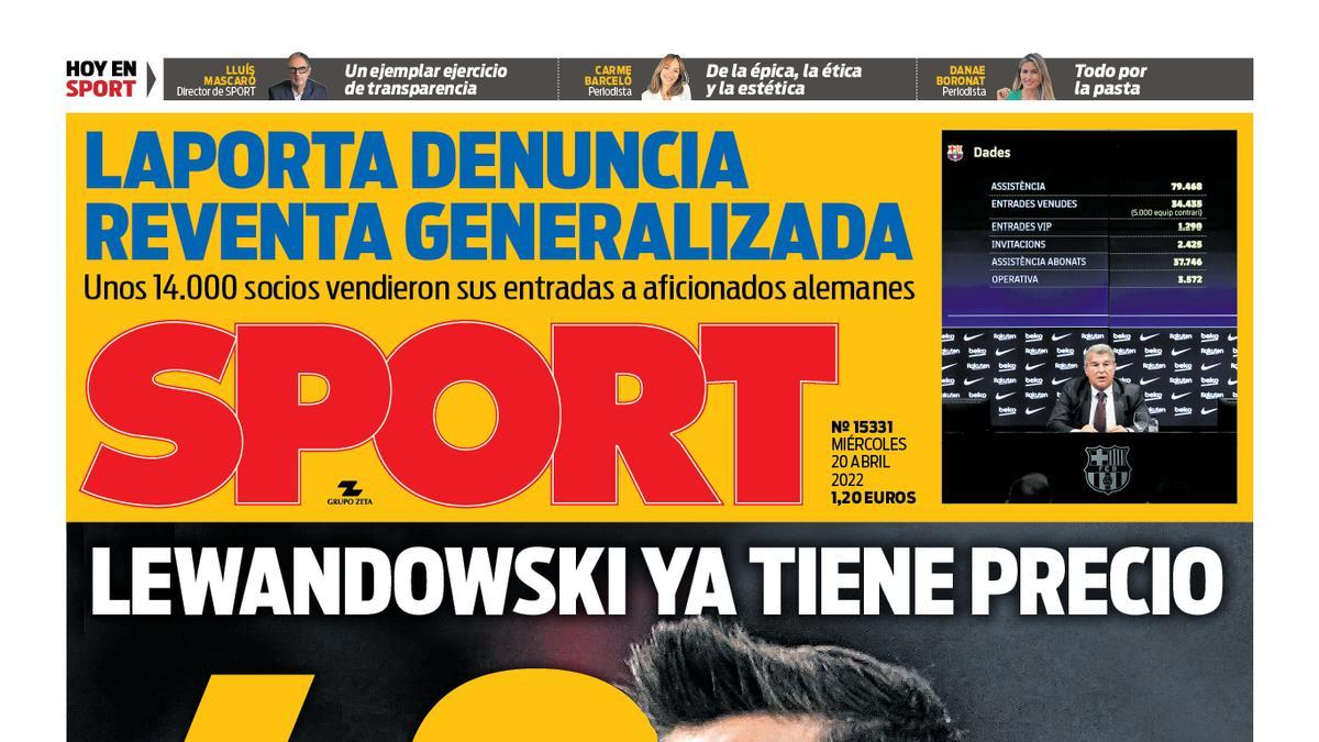 Esta es la portada de SPORT