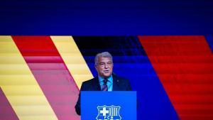 Joan Laporta, durante el discurso de la toma posesión como presidente del FC Barcelona hasta 2031.