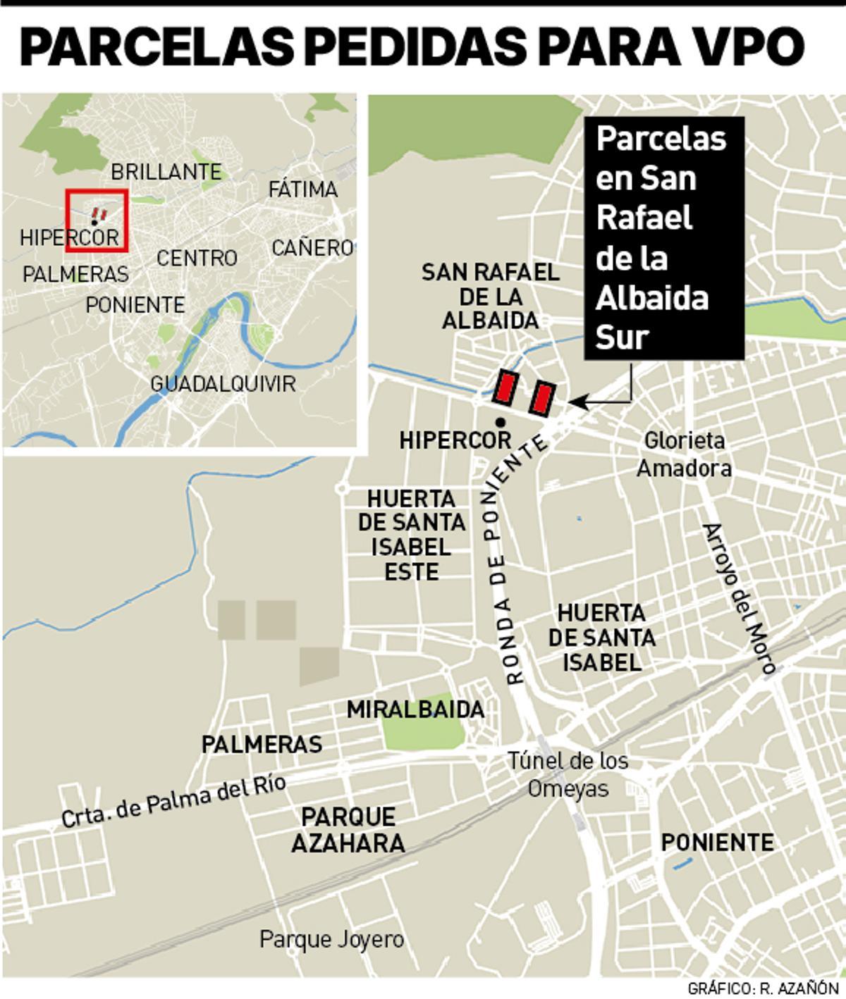 Zona en la que se construirán las 30 VPO de Vimcorsa.
