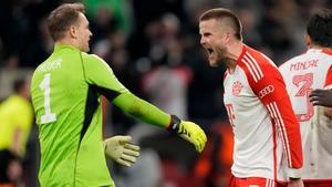 Eric Dier y Manuel Neuer celebran el pase a las semifinales de la Champions League