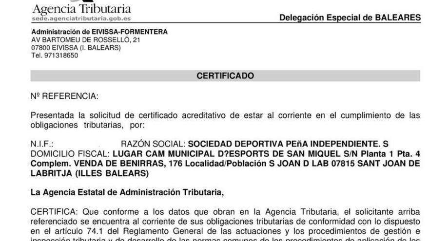 Certificado de la Agencia Tributaria con fecha de 17 de abril.