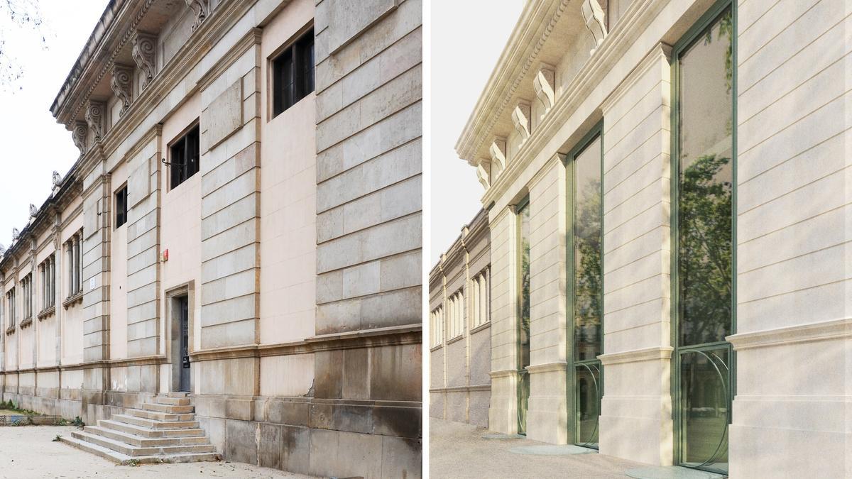 Estado previo y recreación virtual del interior del Museu Martorell, en plena rehabilitación tras dos décadas cerrado