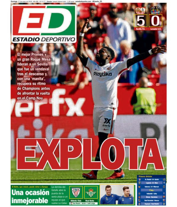 Portada ESTADIO DEPORTIVO domingo 27 enero 2019