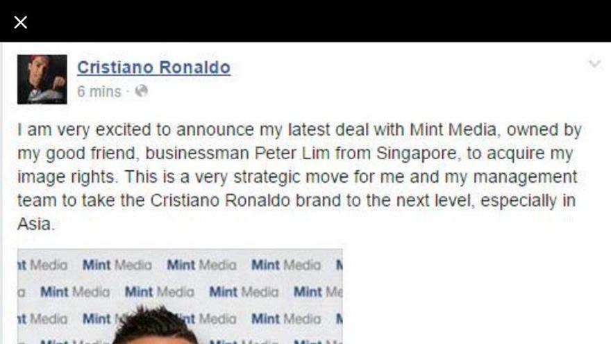 Peter Lim compra los derechos de imagen de Cristiano Ronaldo
