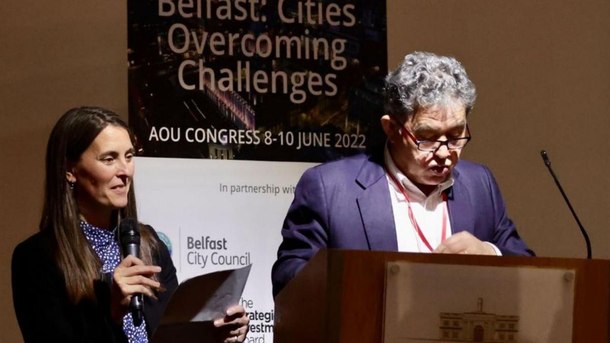 Lores, durante su intervención en Belfast.   | // FDV