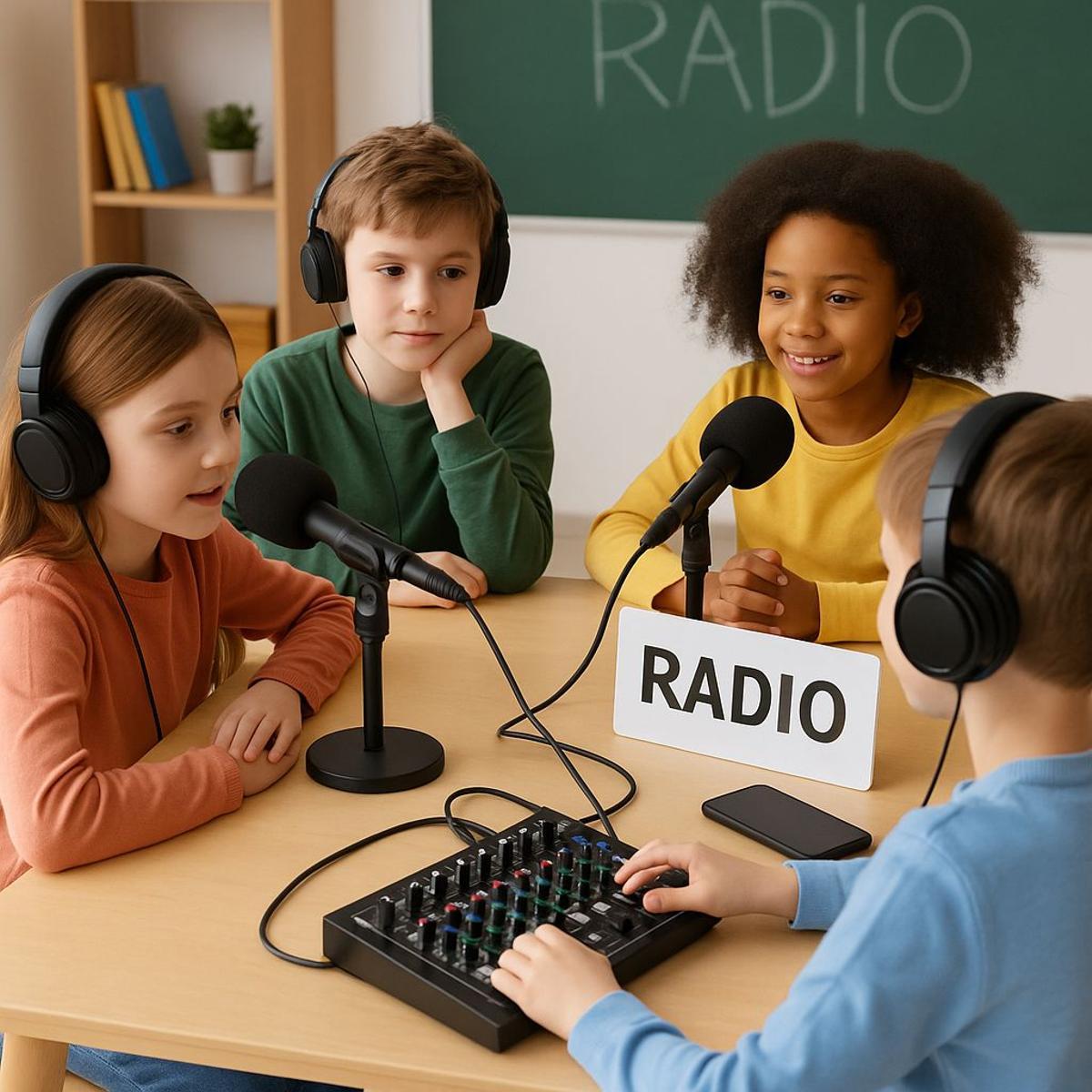 Recreación con IA de la futura radio escolar en el CEIP Fermoselle.