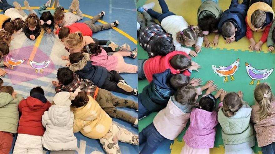 Alumnas e alumnos do colexio Luis Seoane nas sesións de deseño e preparación dos carteis polo 25-N.