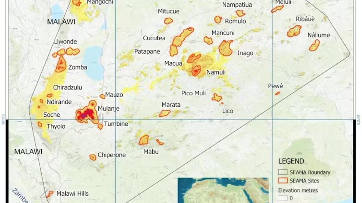 Mapa del Archipiélago Montano del Sudeste de África