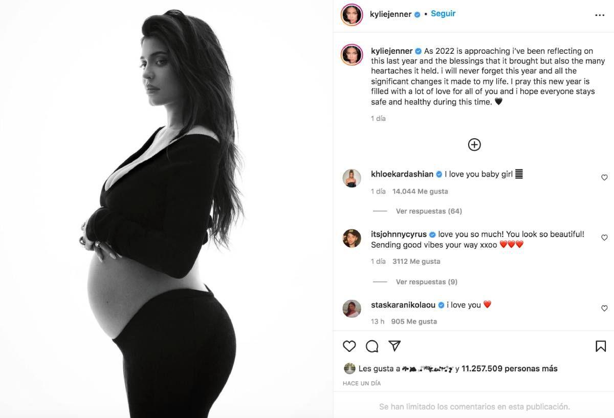 La publicación de Kylie Jenner embarazada en Instagram