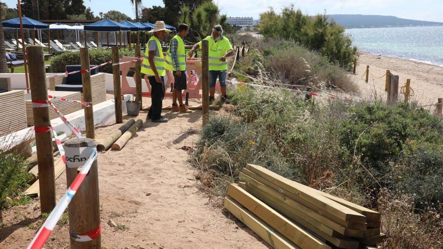 Comienza la reposición de las pasarelas en el litoral de Formentera