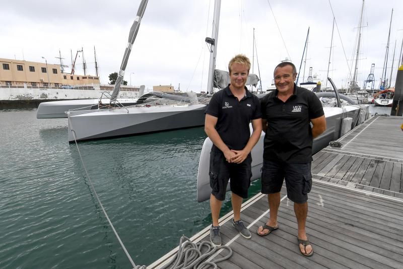 11-11-19 LAS PALMAS DE GRAN CANARIA. MUELLE DE CLUB NAUTICO. LAS PALMAS DE GRAN CANARIA. Trimaran multicasco que aquiere batir el recor de la vuelta al mundo atracado en la Marina del Real Club Nautico de Las Palmas de Gran Canaria. Fotos: Juan Castro.  | 11/11/2019 | Fotógrafo: Juan Carlos Castro