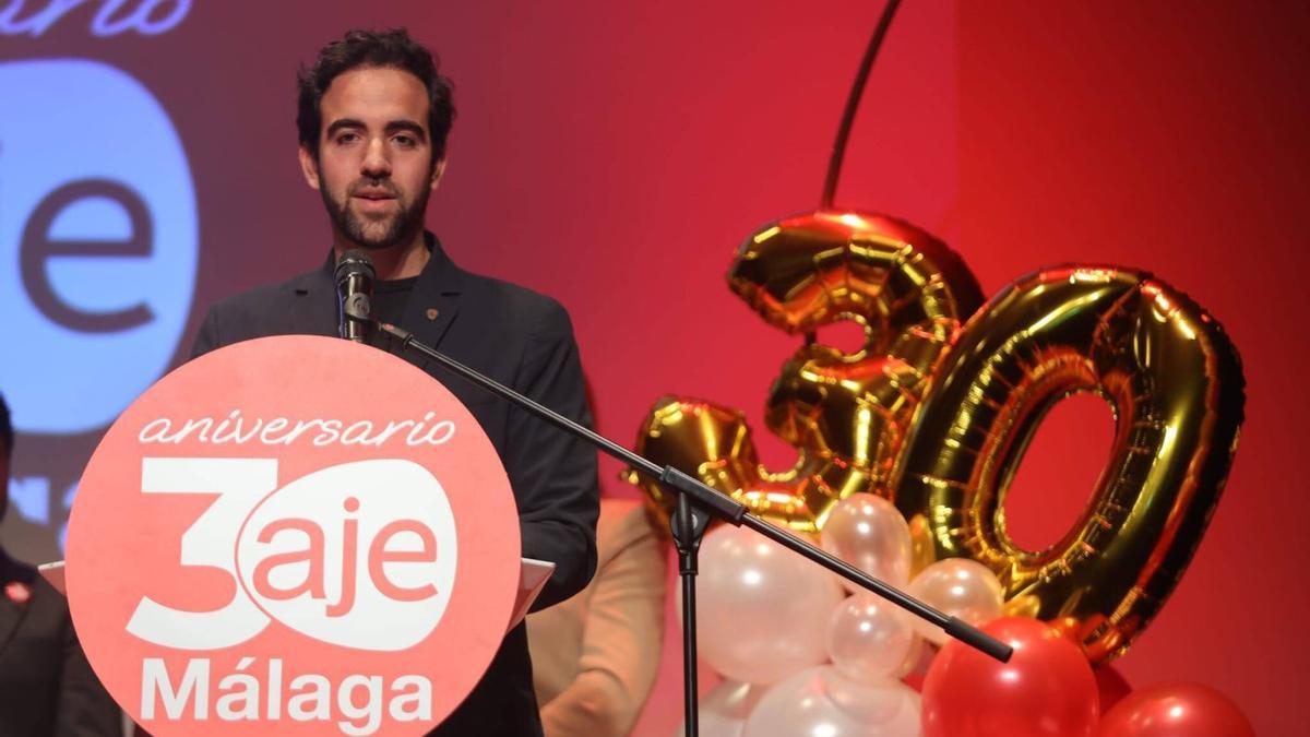 El presidente de AJE Málaga, José González Villodres, en el 30 aniversario de la asociación, esta semana.