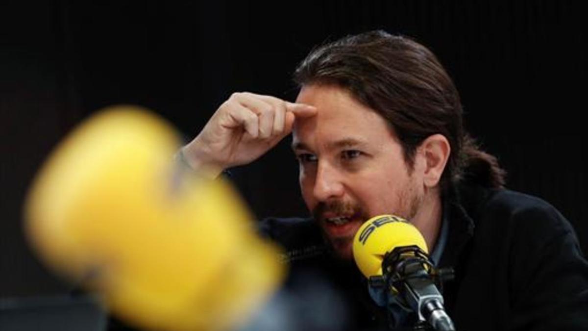 Pablo Iglesias, ayer, en los estudios de la cadena SER.