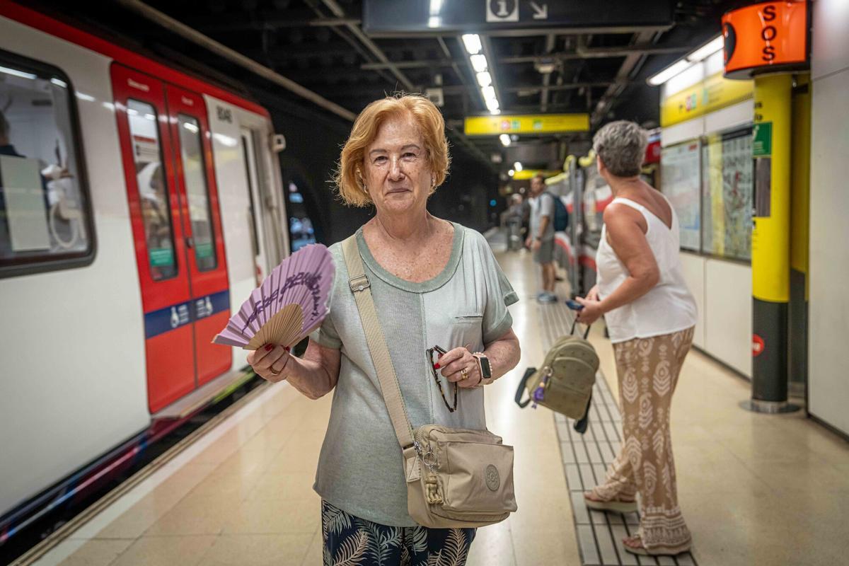 Eloisa, de 82 años, usuaria habitual del metro de Barcelona, el 30 de julio de 2026
