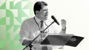 El ministro principal de Gibraltar, Fabian Picardo, durante su discurso en los actos de celebración del National Day.