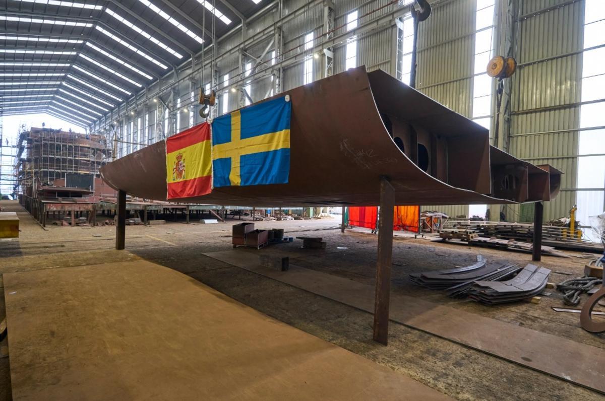 La quilla fabricada por Armón Vigo para el FMV de Suecia