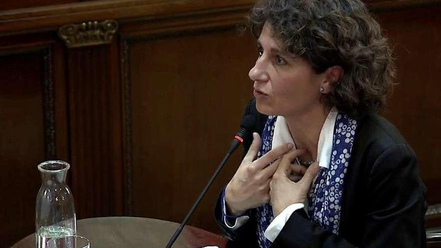 La filósofa Marina Garcés, testigo de la defensa, durante su declaración de ayer. // Efe