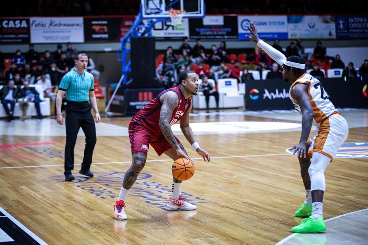 Troy Caupain, base del UCAM Murcia, durante el encuentro ante el Promitheas Patras.