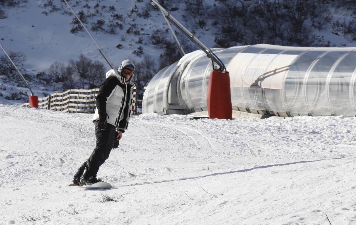 Un usuario en Pajares, esta temporada.