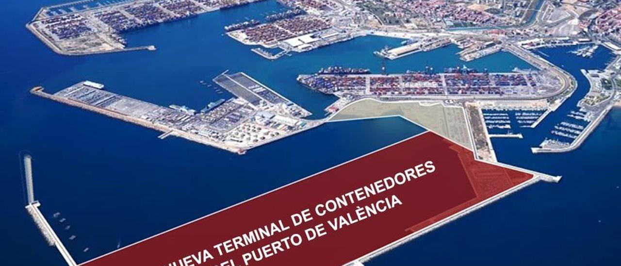 Figuración de la nueva terminal de contenedores, que tendrá 137 hectáreas de superficie.