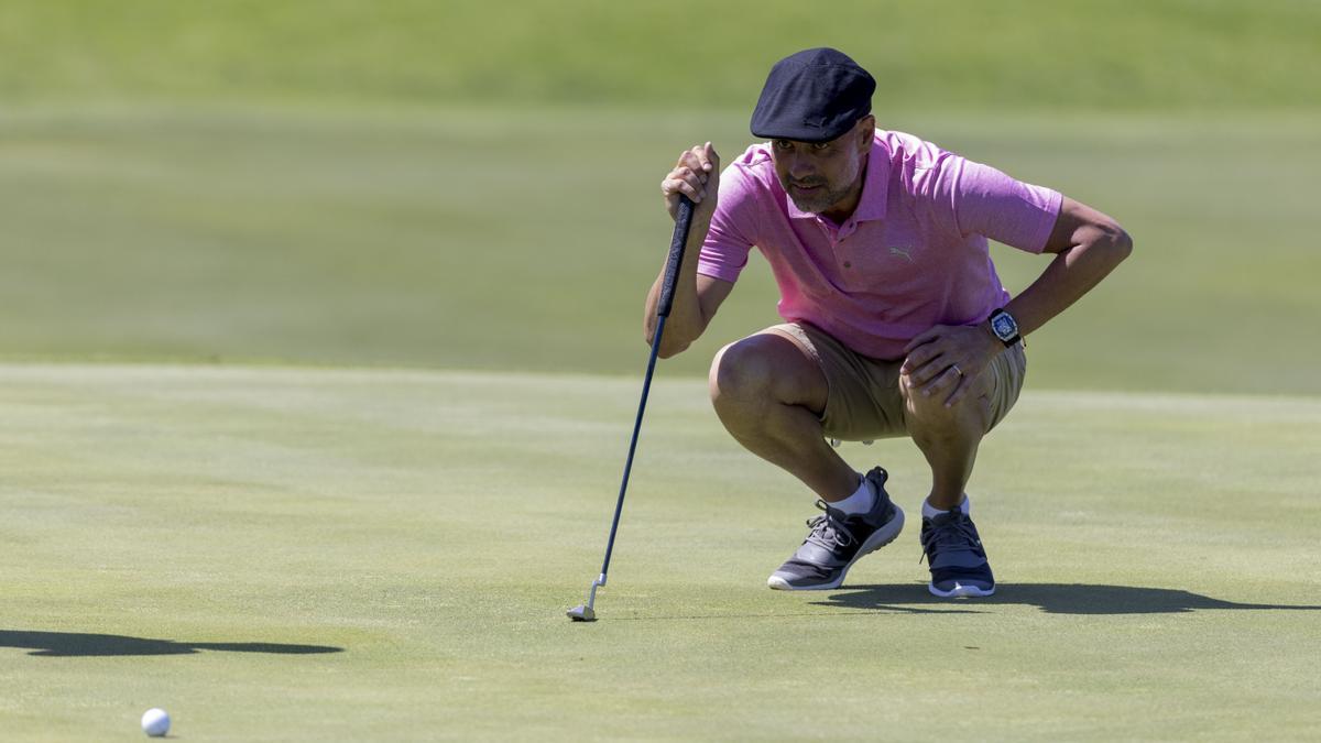 Guardiola, Laporta, Platini y Alemany en el primer día del Legends Trophy en el Pula Golf de Son Servera