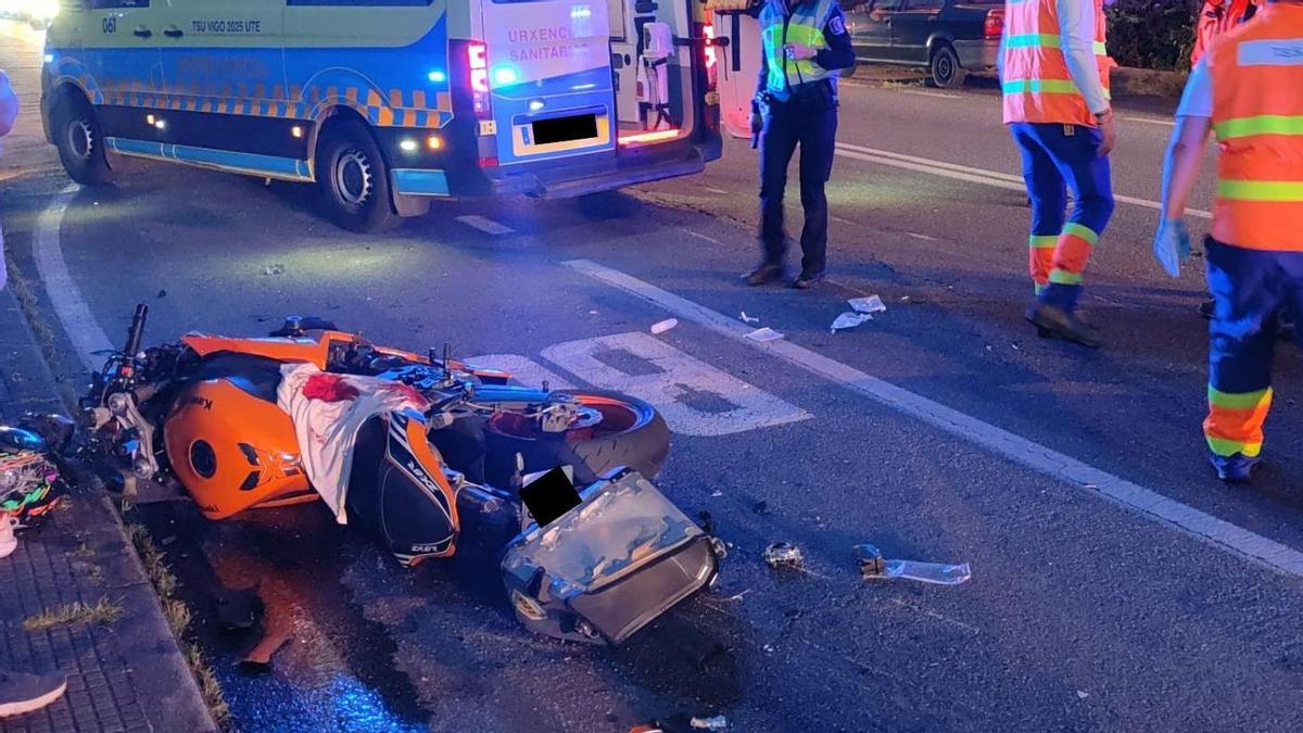 Tres heridos tras un choque de dos motos en la N-552 entre Vigo y Redondela