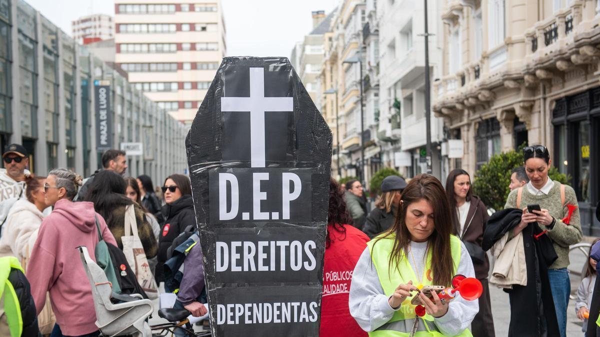 Manifestación de trabajadores del sector del comercio en A Coruña