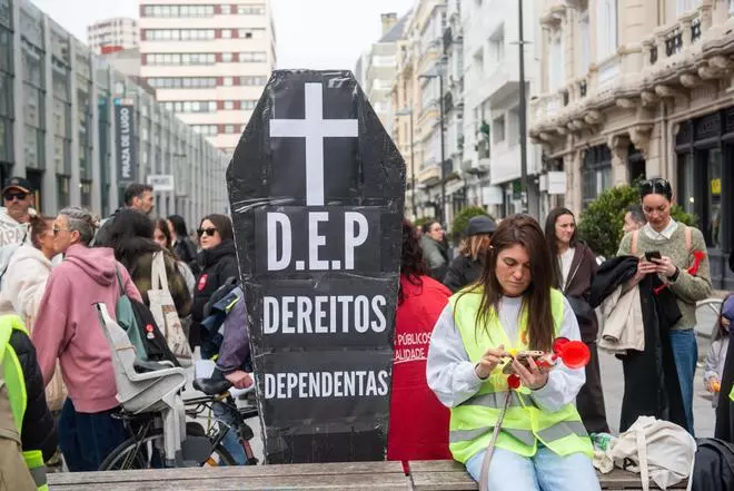 Manifestación de trabajadores del sector del comercio en A Coruña