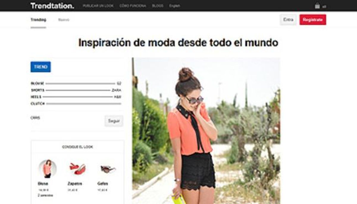 Pantalla principal de la web social ’Trendtation’. Pantalla principal de la web social ’Trendtation’.